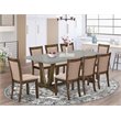 Pemberly Row 9-Piece Wood Dining Set in Dark Khaki Gray and Jacobean