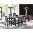 Pemberly Row 7-Piece Wood Dining Set in Cement and Dark Gotham Gray