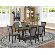 Pemberly Row 7-Piece Wood Dining Set in Jacobean and Dark Gray