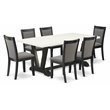 Pemberly Row 7-Piece Rubberwood Dining Set in White/Black/Dark Gray