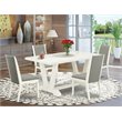 Pemberly Row 5-Piece Wood Dining Set with Linen Cushion Seat in White