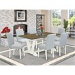 Pemberly Row 7-Piece Wood Dining Set in Linen White and Baby Blue Finish