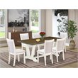 Pemberly Row 7-Piece Acacia Wood Dining Set in Jacobean and Cream