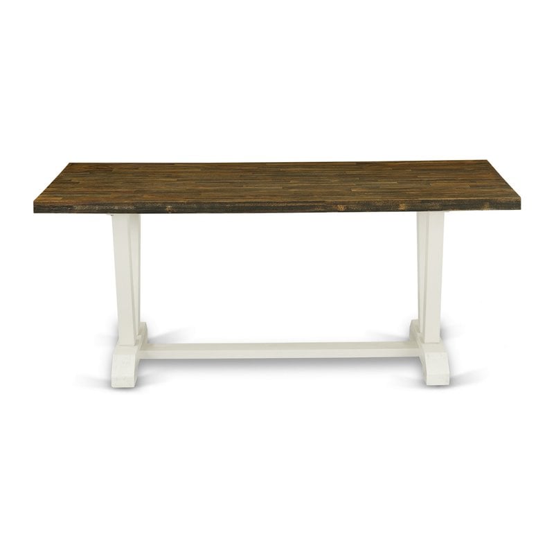 Pemberly Row 7-Piece Acacia Wood Dining Set in Jacobean and Cream