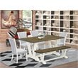 Pemberly Row 6-Piece Wood Dining Set in Jacobean Brown/Gray/White