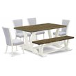 Pemberly Row 6-Piece Wood Dining Set in Jacobean Brown/Gray/White