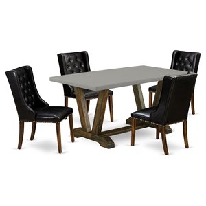 Pemberly Row 5-Piece Wood Dining Set with PU Leather Seats in Multi-Color