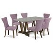 Pemberly Row 7-Piece Wood Dining Table Set with Linen Fabric Seats