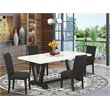 Pemberly Row 5-Piece Wood Dining Set with Parson Chairs in White/Black