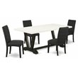 Pemberly Row 5-Piece Wood Dining Set with Parson Chairs in White/Black