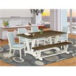 Pemberly Row 6-Piece Wood Dining Set in Jacobean Brown and Baby Blue