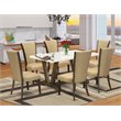 Pemberly Row 7-Piece Wood Dining Set in White and Jacobean Brown