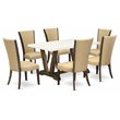 Pemberly Row 7-Piece Wood Dining Set in White and Jacobean Brown