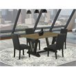 Pemberly Row 5-Piece Wood Dining Set with Fabric Seats in Black