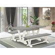 Pemberly Row 3-Piece Rubberwood Dining Set with 2 Benches in Linen White