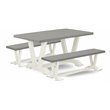 Pemberly Row 3-Piece Rubberwood Dining Set with 2 Benches in Linen White