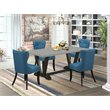 Pemberly Row 5-Piece Wood Dining Set in Black Linen Upholstery