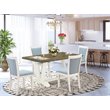 Pemberly Row 5-Piece Acacia Wood Dining Set in Jacobean and White