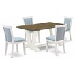 Pemberly Row 5-Piece Acacia Wood Dining Set in Jacobean and White