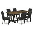 Pemberly Row 7-Piece Dining Set with Fabric Chairs in Brown and Black