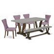 Pemberly Row 6-Piece Wood Dining Set in Dahlia Purple Finish