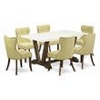 Pemberly Row 7-Piece Wood Dining Set with Tufted Chairs in Jacobean Brown