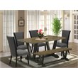 Pemberly Row 6-Piece Wood Dining Set with Bench and Cushion Chairs in Gray