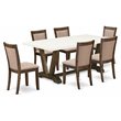 Pemberly Row 7-Piece Rubber Wood Dining Set in Khaki Gray and Jacobean