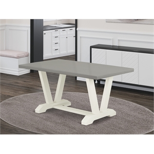 Pemberly Row Rectangular Dining Table with Cement Top and White Finish Legs