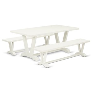 Pemberly Row 3-Piece Rubber Wood Dining Room Set in Linen White