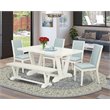 Pemberly Row 6-Piece Acacia Wood Dining Set in Linen White/Baby Blue