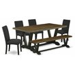 Pemberly Row 6-Piece Wood Dining Room Set in Jacobean and Black Finish