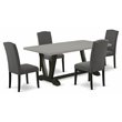 Pemberly Row 5-Piece Traditional Wood Dining Set in Black and Dark Shitake