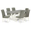 Pemberly Row 7-Piece Wooden Dining Set with Upholstered Chairs in Smoke