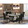 Pemberly Row 5-Piece Wood Dining Set with Cement Table in Black Finish