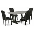 Pemberly Row 5-Piece Wood Dining Set with Cement Table in Black Finish