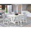 Pemberly Row 7-Piece Wood Dining Set in Linen White and Baby Blue Finish