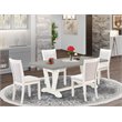 Pemberly Row 5-Piece Acacia Wood Dining Set in White/Cream/Cement Finish