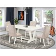 Pemberly Row 5-Piece Rubber Wood Dining Set with Nail Heads in White