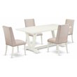 Pemberly Row 5-Piece Rubber Wood Dining Set with Nail Heads in White
