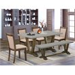 Pemberly Row 6-Piece Rubberwood Dining Set in Cement and Gray