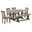 Pemberly Row 6-Piece Rubberwood Dining Set in Cement and Gray