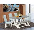 Pemberly Row 6-Piece Wood Dining Set with Linen Upholstery in Cement