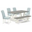 Pemberly Row 6-Piece Wood Dining Set with Linen Upholstery in Cement