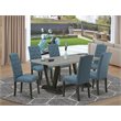 Pemberly Row 7-Piece Dining Set in Black and Blue with Upholstered Chairs