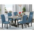 Pemberly Row 7-Piece Dining Set with Wood Table in Black and Cement Finish