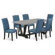 Pemberly Row 7-Piece Dining Set with Wood Table in Black and Cement Finish