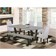 Pemberly Row 6-Piece Rubberwood Dining Set in Gray/Cement/Black Finish