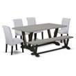Pemberly Row 6-Piece Rubberwood Dining Set in Gray/Cement/Black Finish