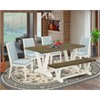 Pemberly Row 6-Piece Acacia Wood Dining Set in Jacobean Brown/Baby Blue